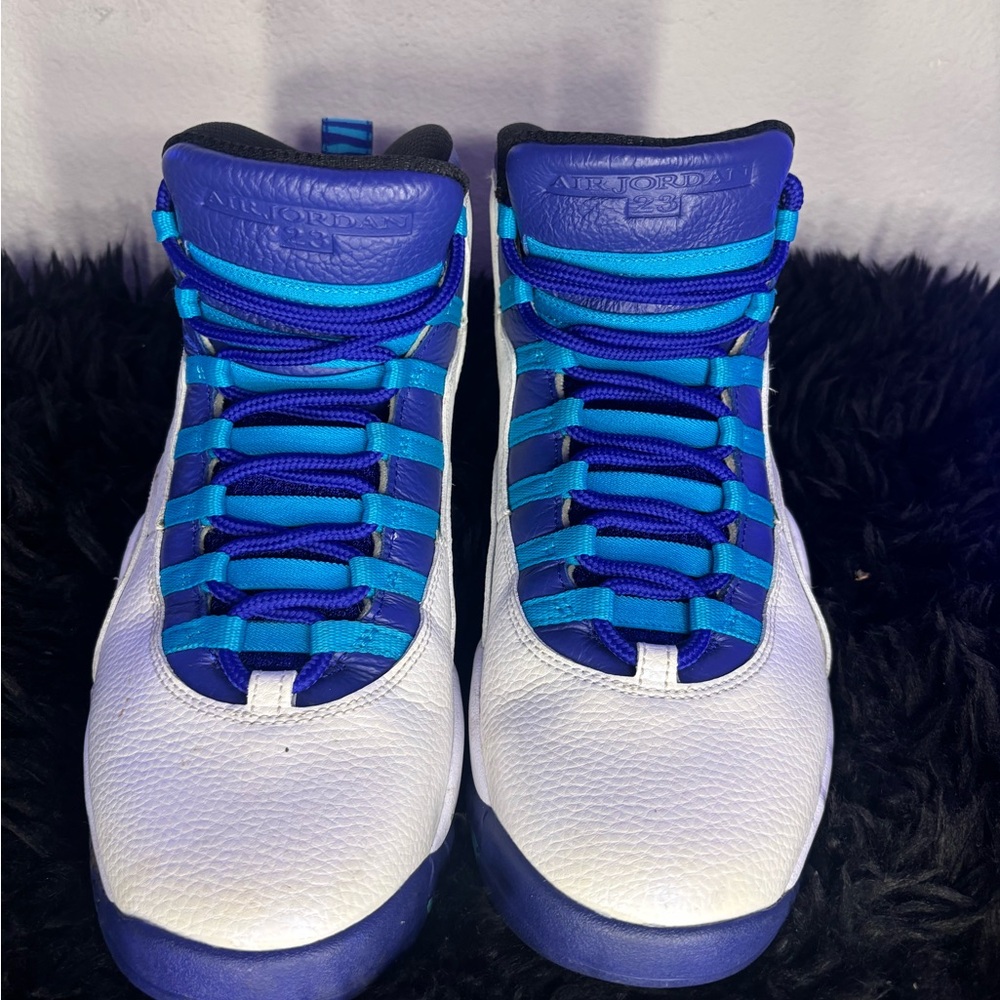 Air Jordan 10 Retro “Charlotte Hornets” Blue and White Sneakers